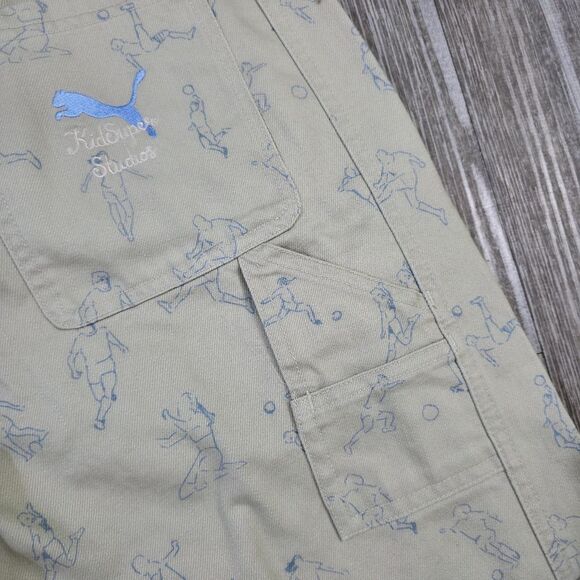 Puma X Kidsuper Studios Wide Leg Denim Jeans Pants Women's Medium M Beige AOP - Picture 13 of 14